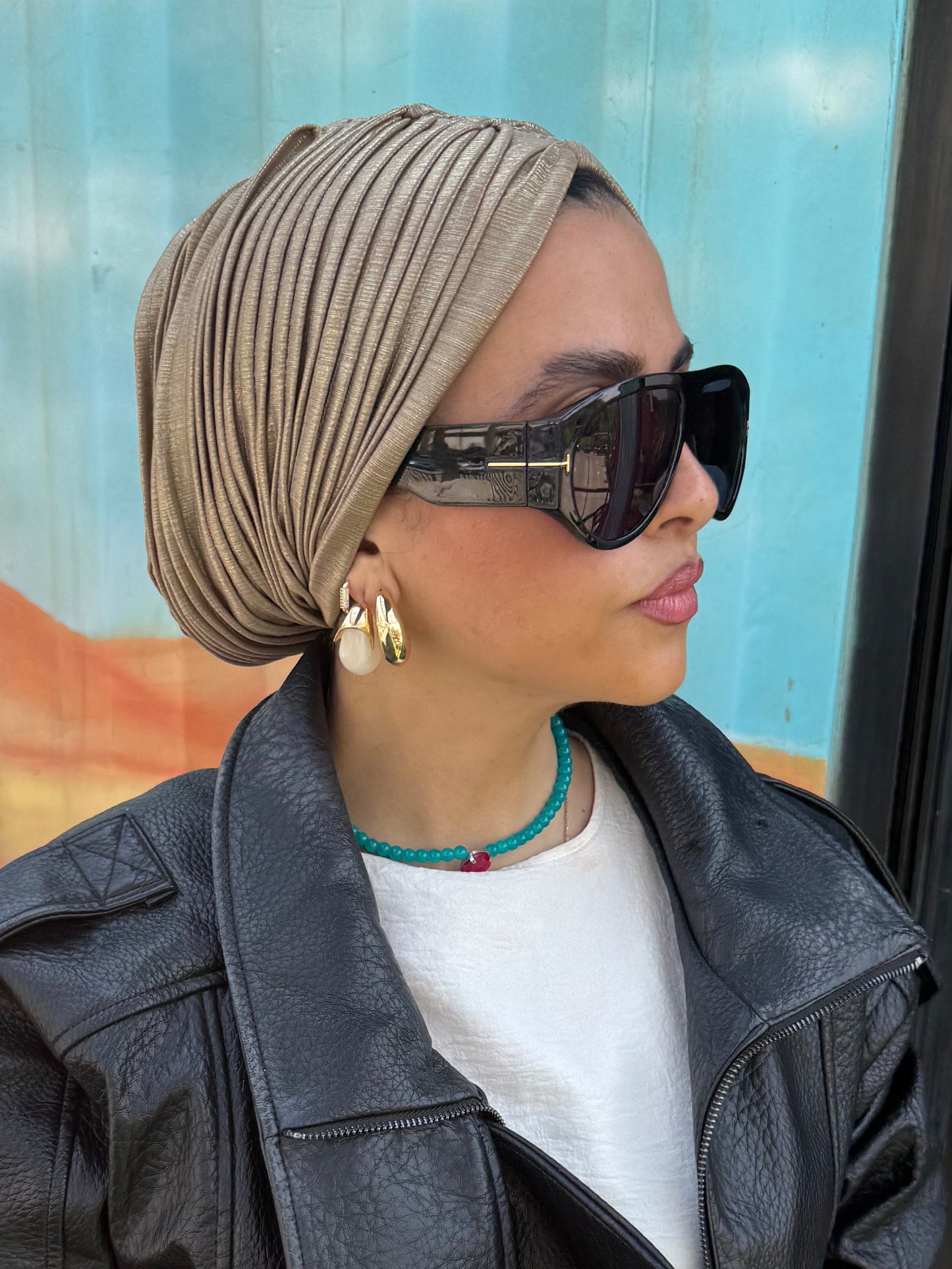 Golden Champagne Whisper Light Shimmer Turban