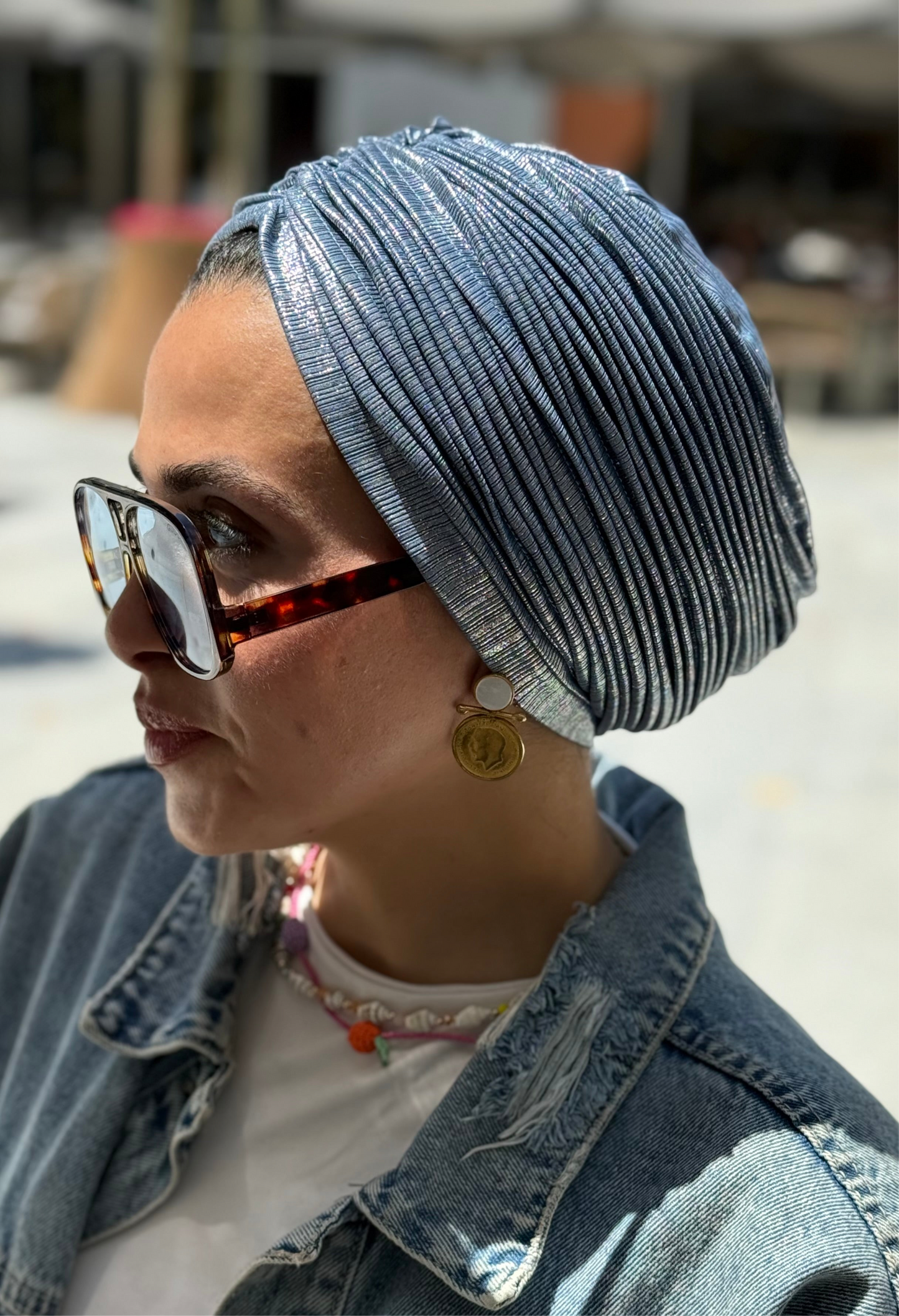 Blue Whisper Drape Turban