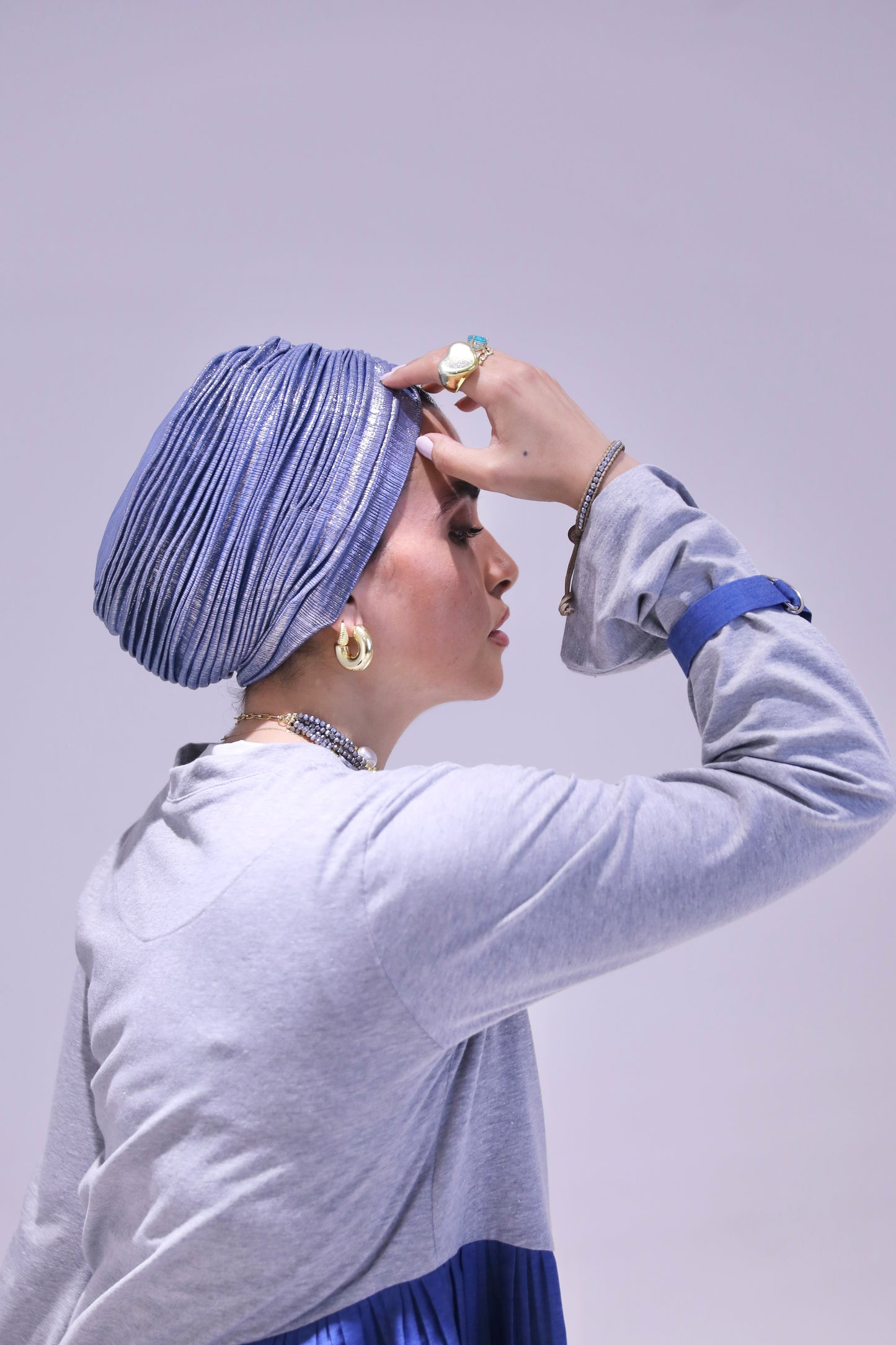 Blue Whisper Drape Turban