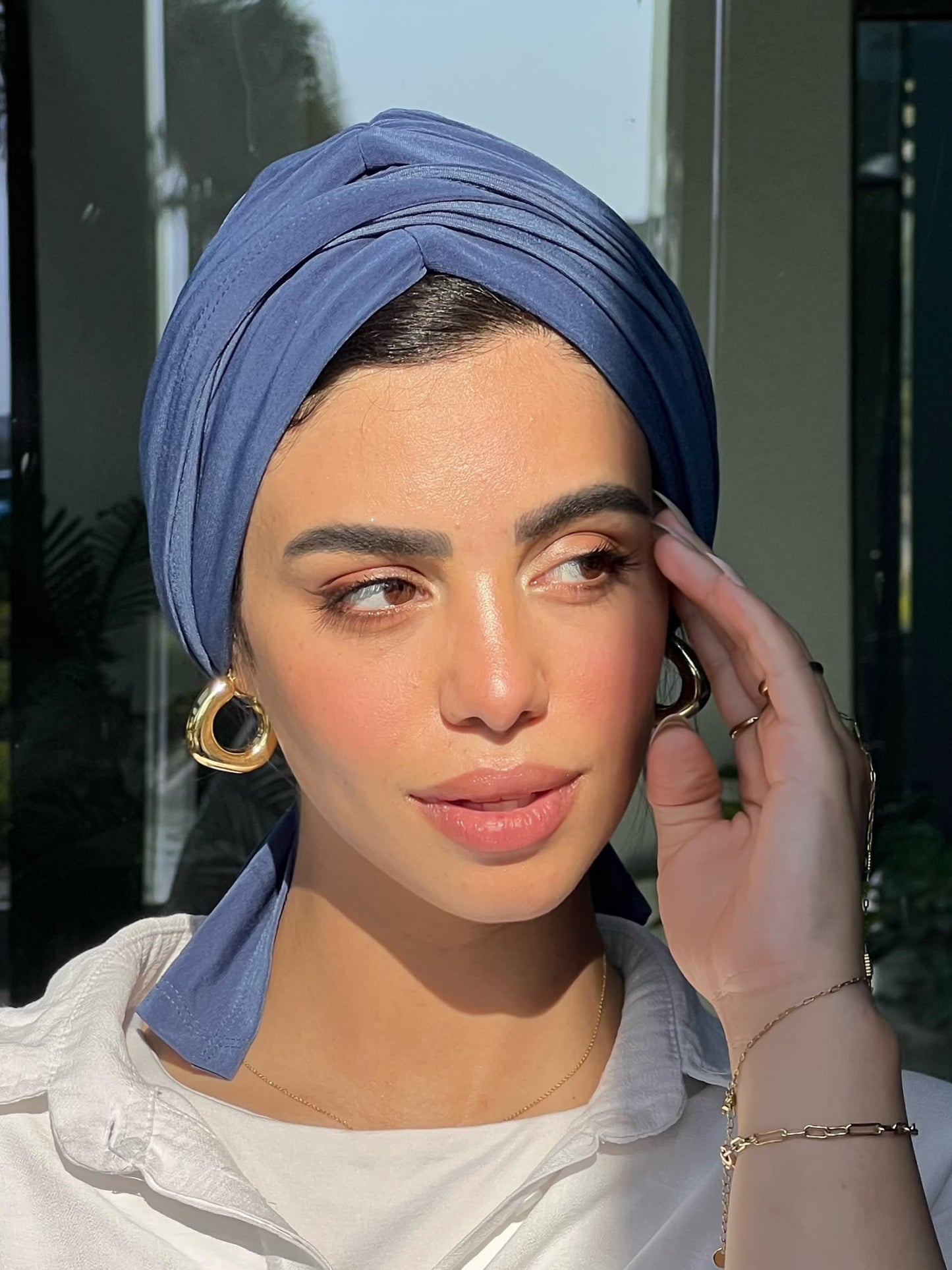 Denim Blue Eclipse Wrap Turban