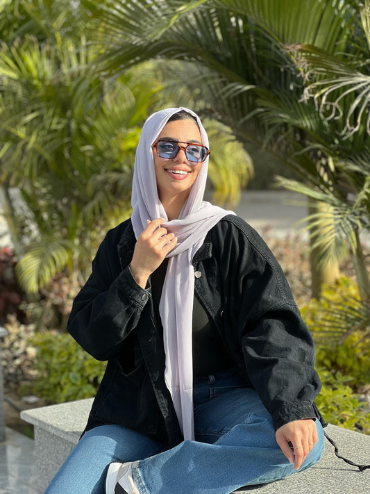 Turkish Double Layer Chiffon Scarf LavendarGray