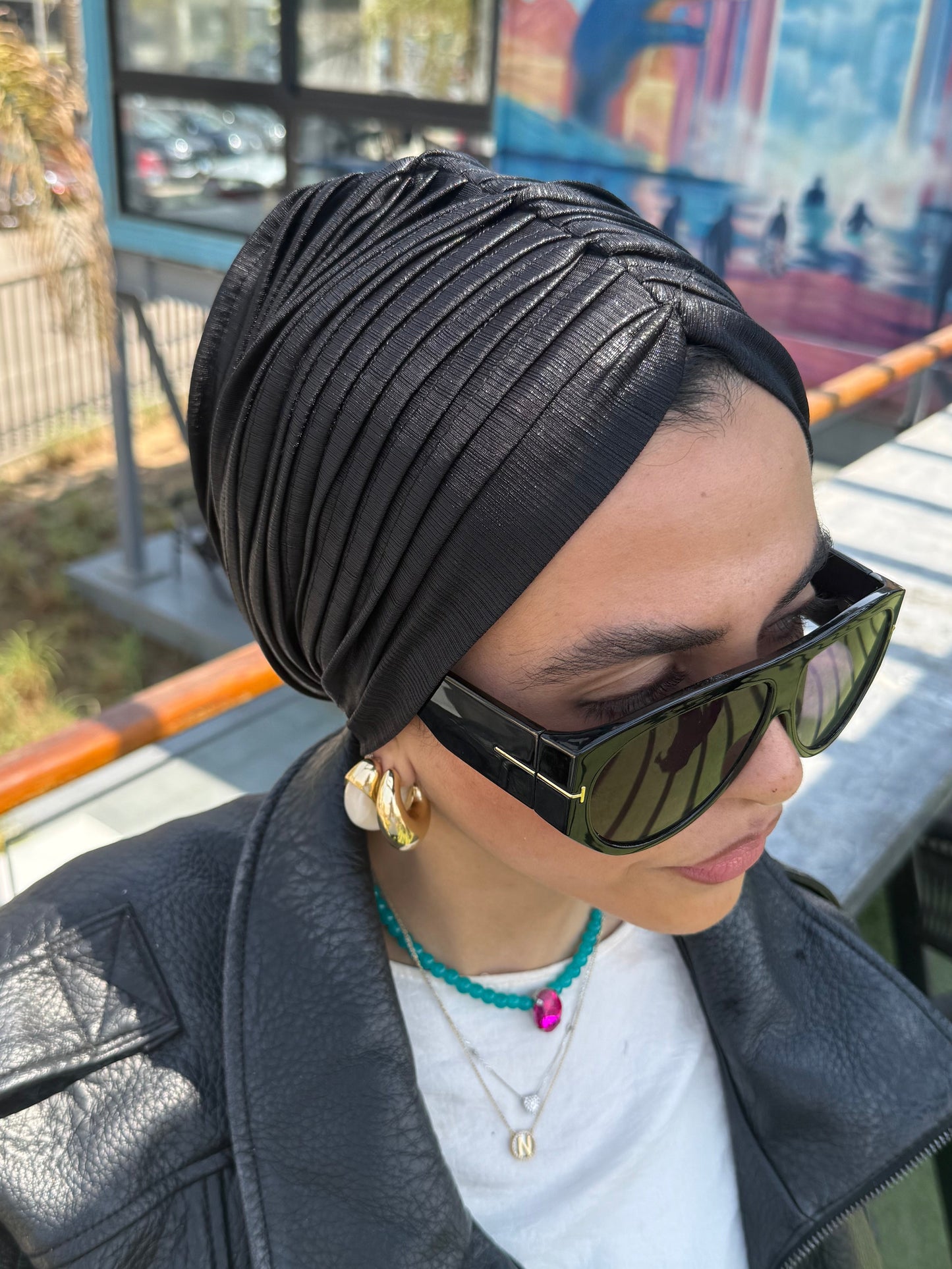 Black Whisper Light Shimmer Turban