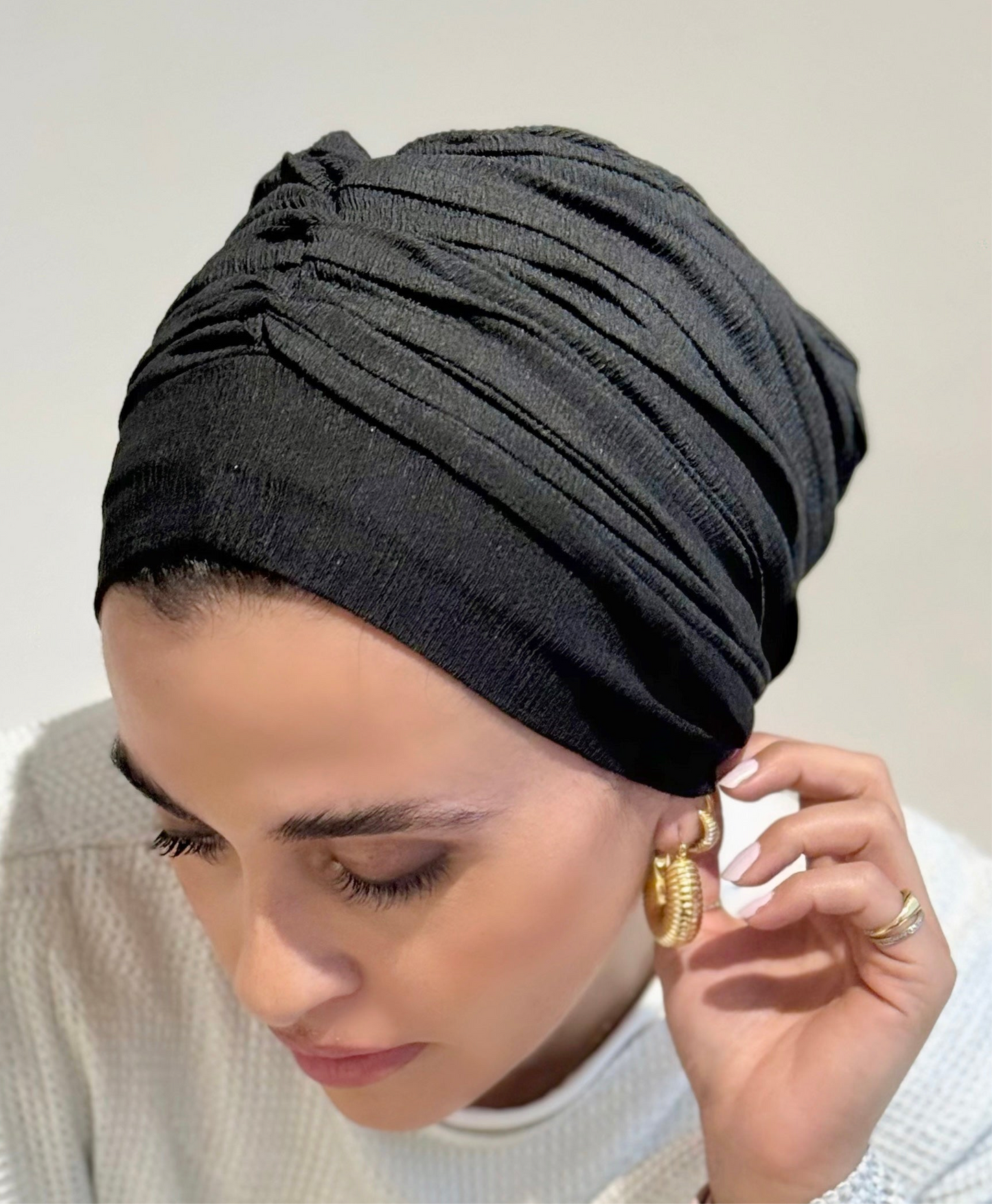 Black Soft Cruchee Turban