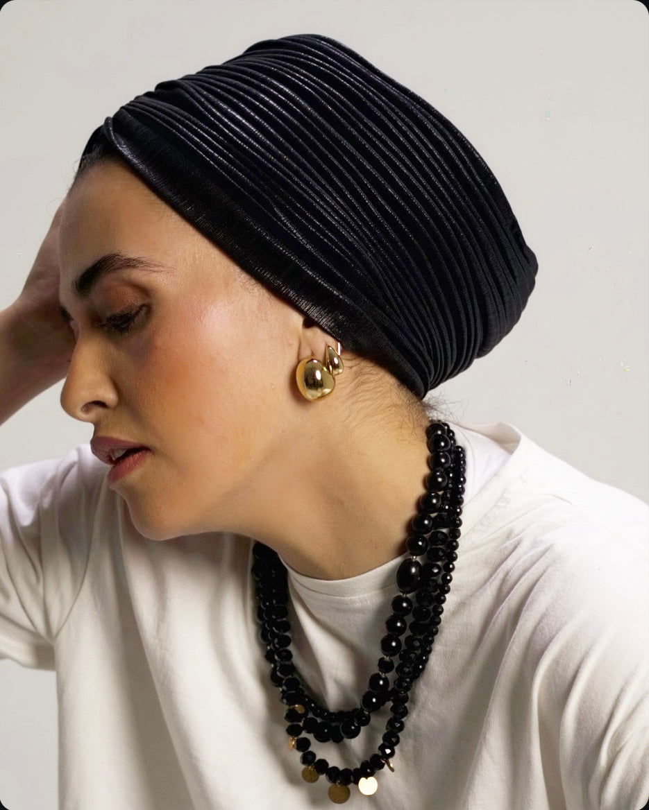 Black Whisper Drape Turban (DUAL LOOKS)