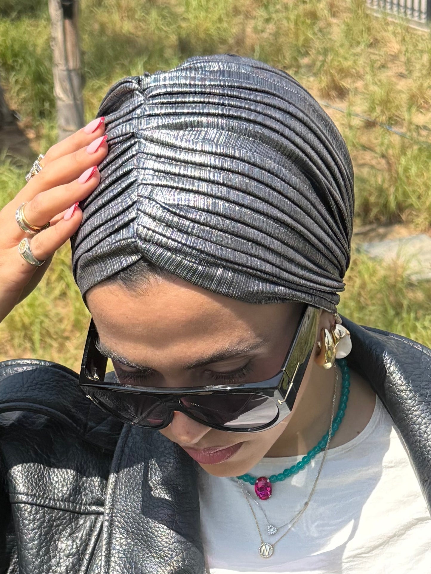Silver Whisper Light Shimmer Turban