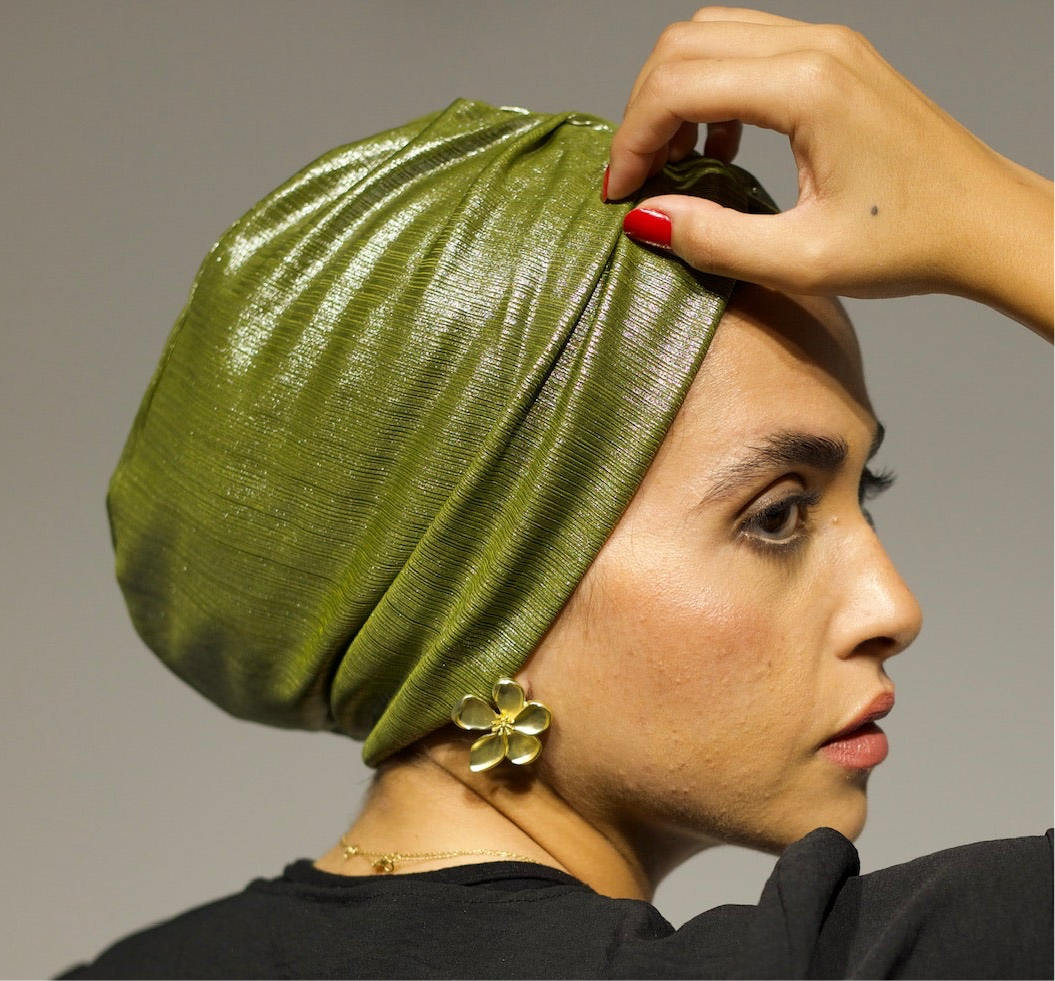 Moss Green Classic Drape Turban (DUAL LOOKS)