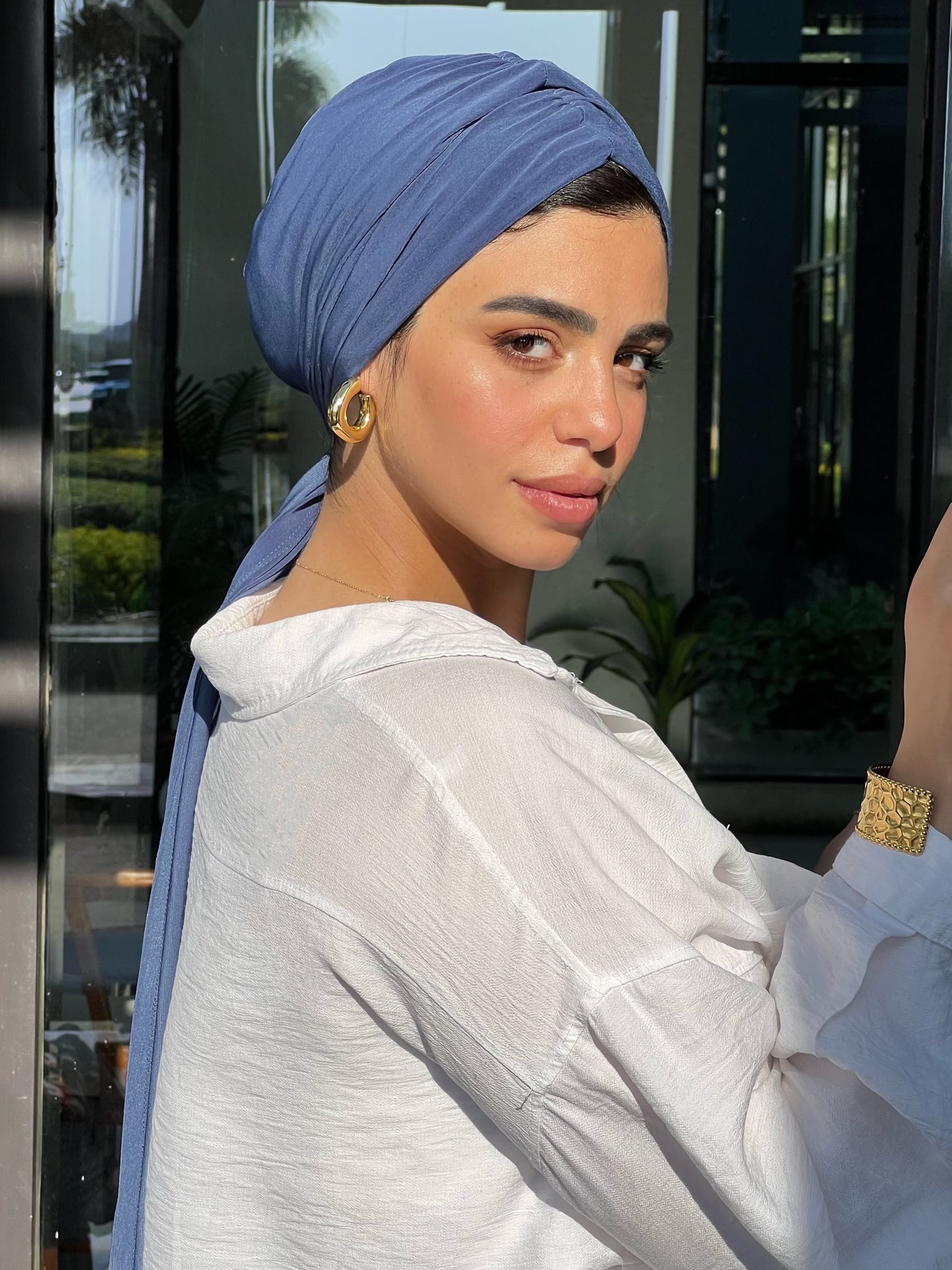 Denim Blue Eclipse Wrap Turban