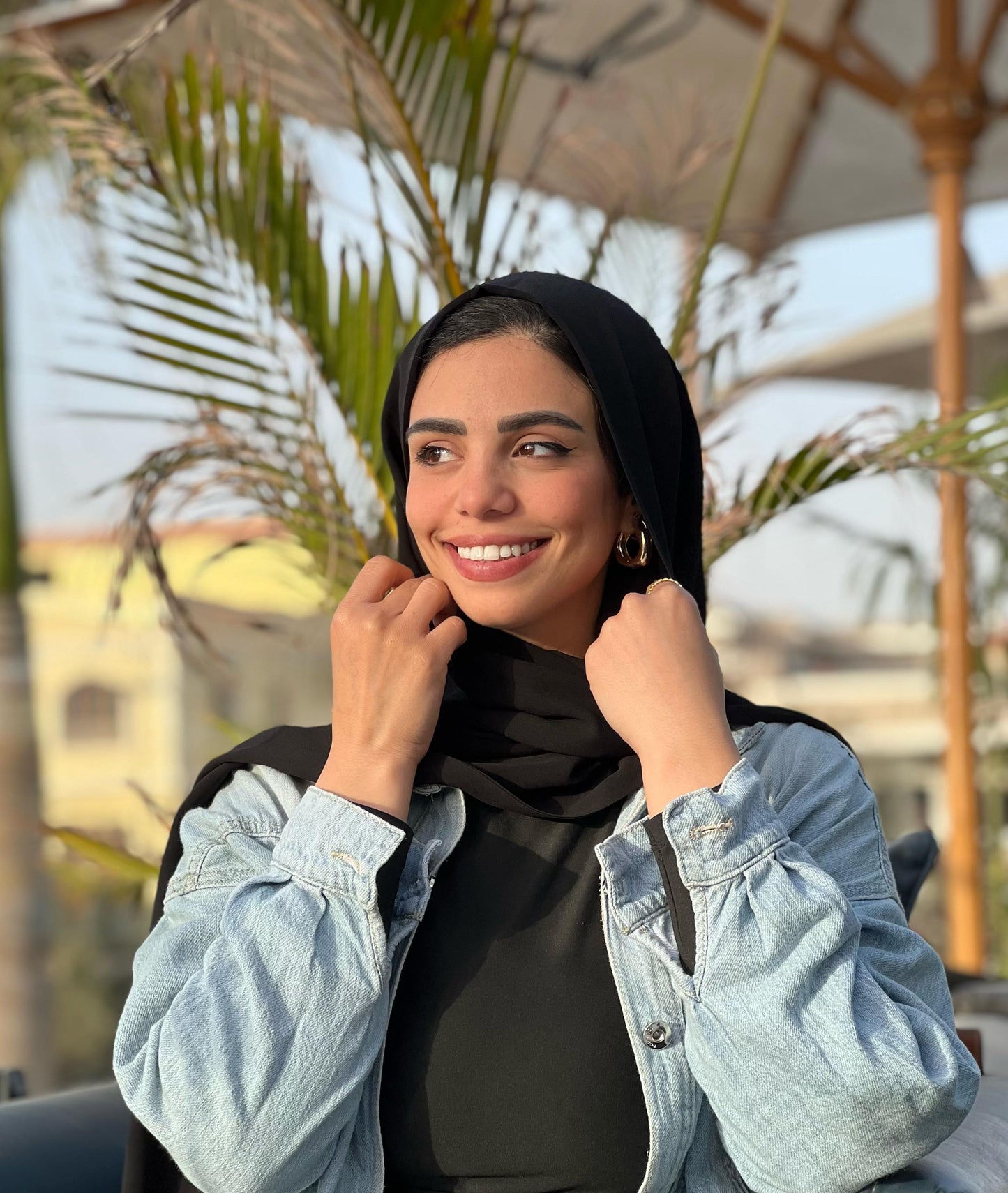 Turkish Double Layer Chiffon Scarf Black