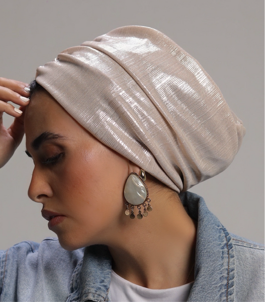 Champagne Classic Drape Turban (DUAL LOOKS)