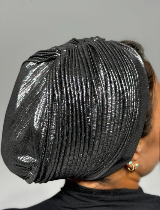 Silver Black Whisper Drape Turban (DUAL LOOKS)