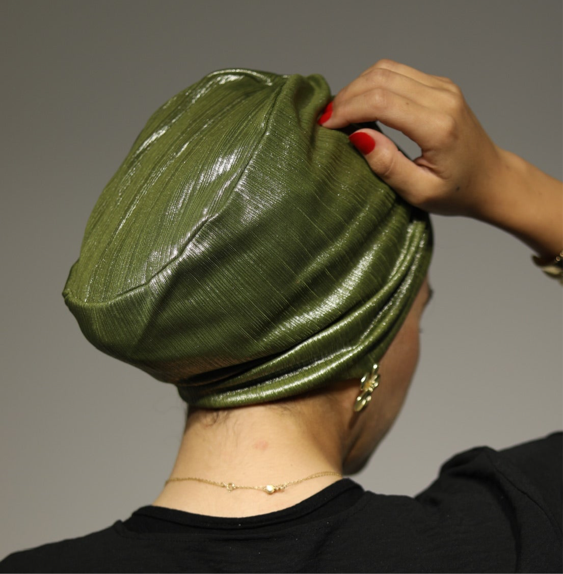 Moss Green Classic Drape Turban (DUAL LOOKS)