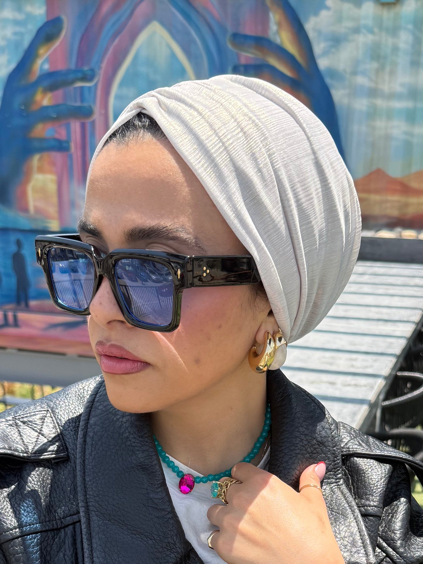 White Gold Classic Light Shimmer Turban