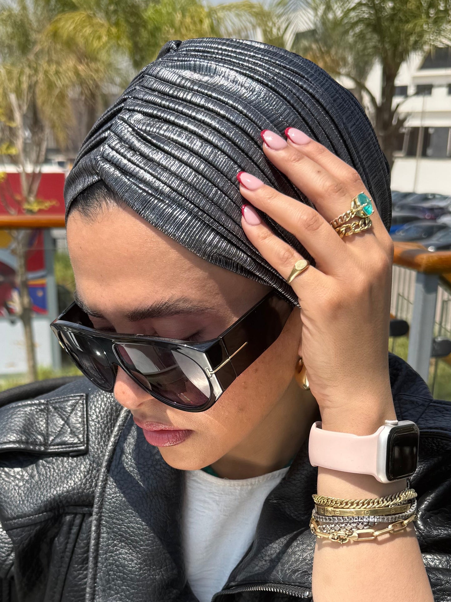 Silver Whisper Light Shimmer Turban