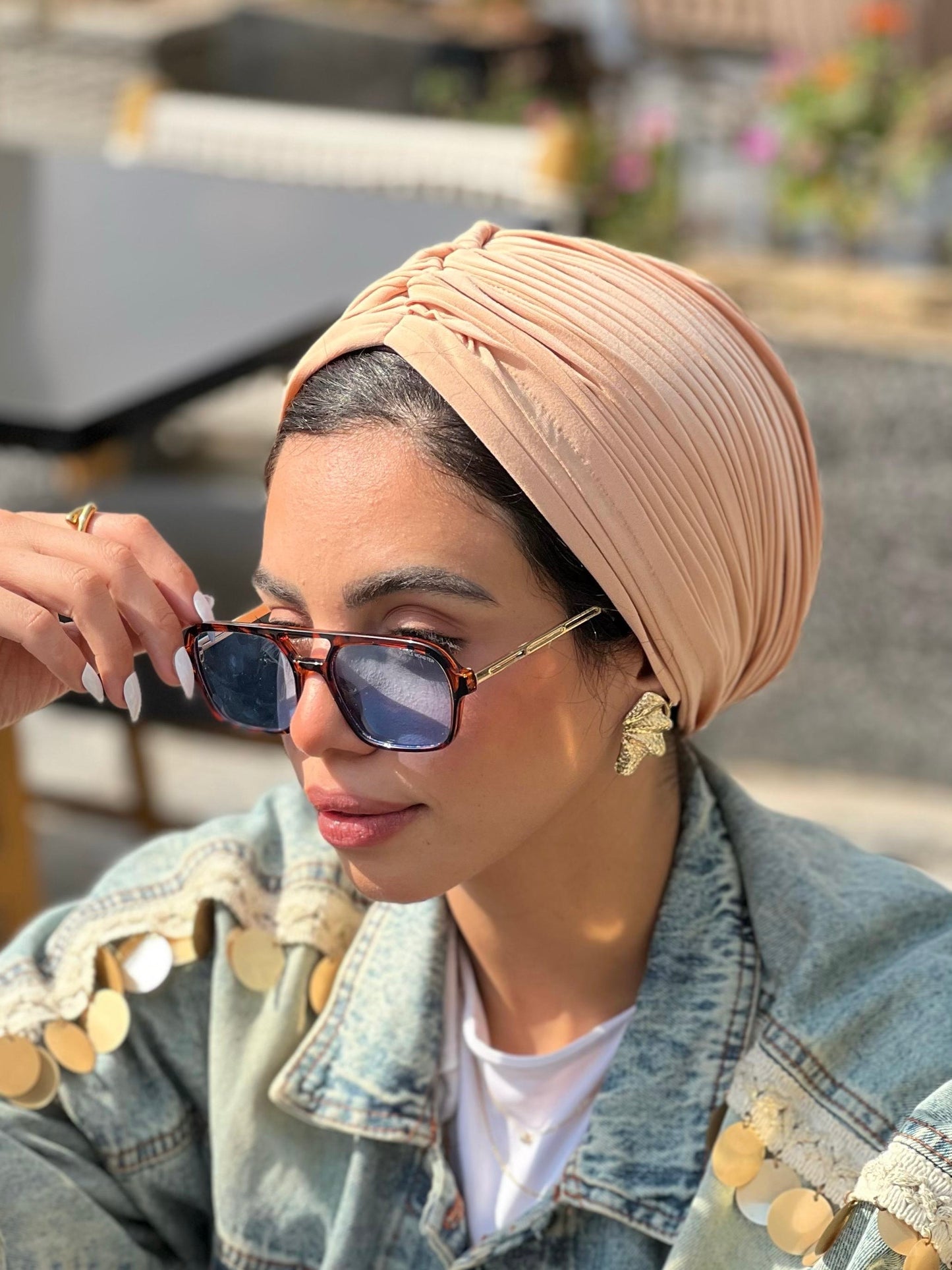 Peach Whisper Drape Turban