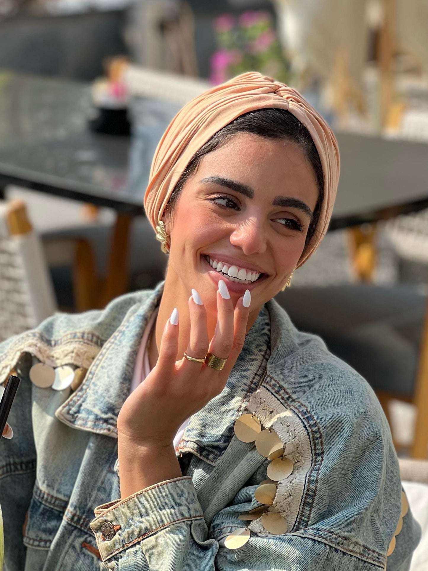 Peach Whisper Drape Turban