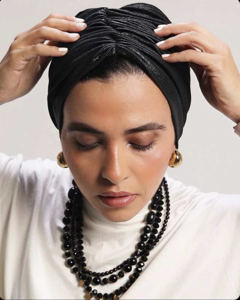 Black Whisper Drape Turban (DUAL LOOKS)