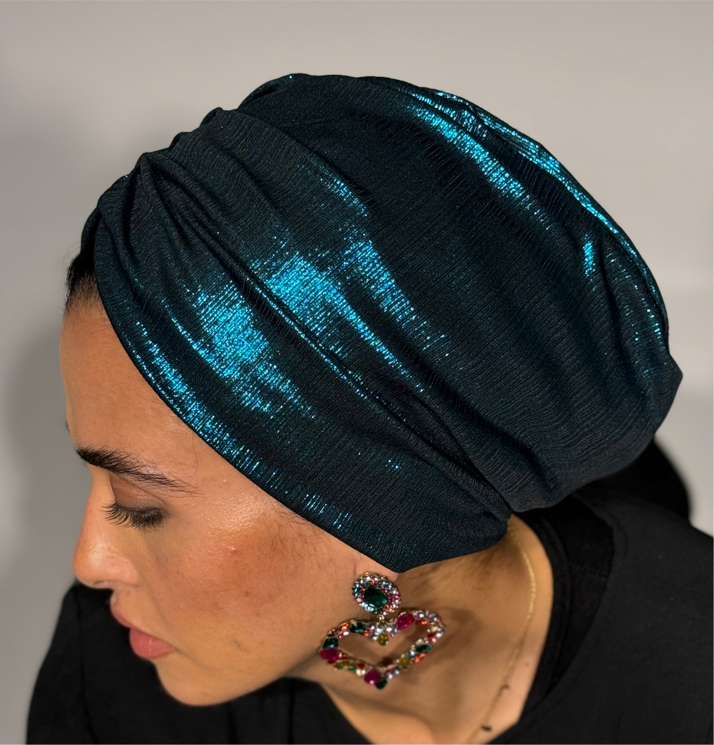 Wild Cyan Blue Classic Drape Turban (DUAL LOOKS)