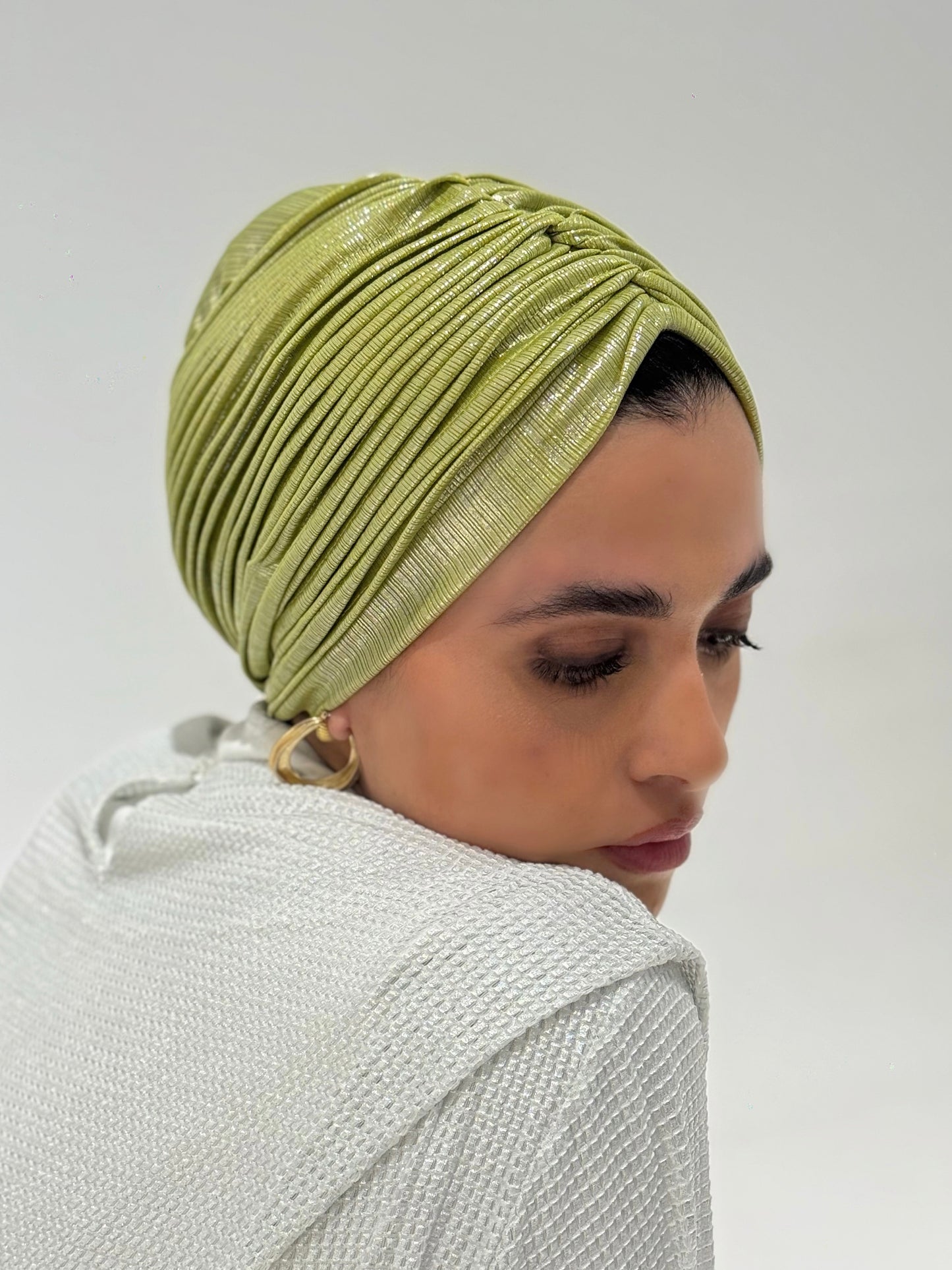 Green Apple Shimmery Whisper Drape Turban