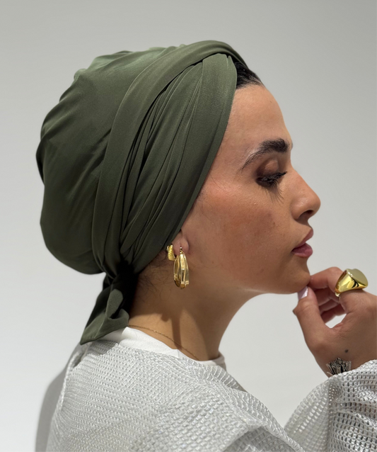 Olive Green Summer Twist Turban