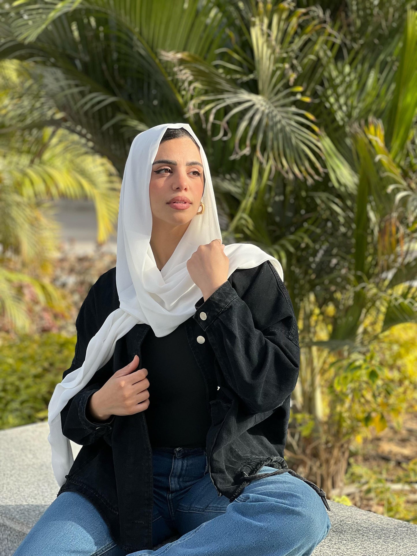 Turkish Double Layer Chiffon White Scarf