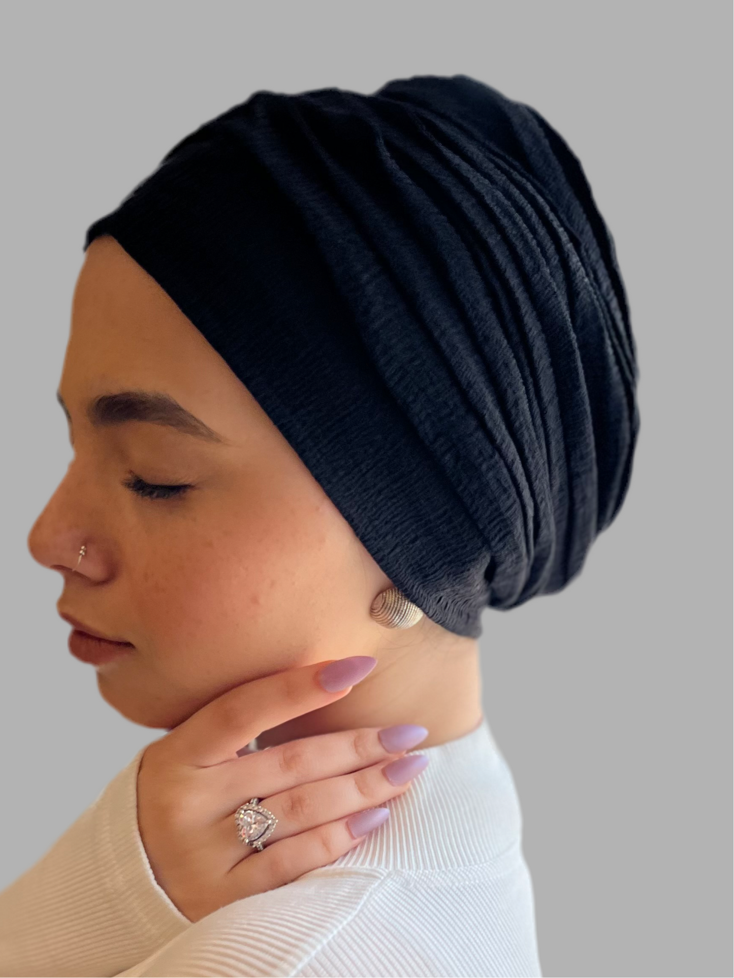 Black Casual Drape Turban (DUAL LOOKS)