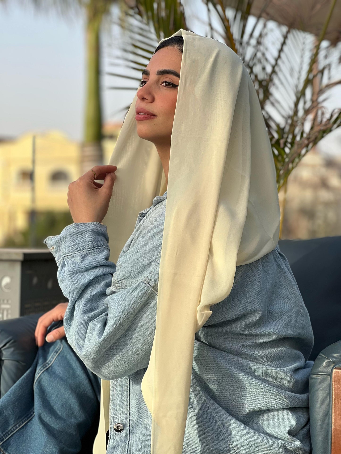 Turkish Double Layer Chiffon Scarf ButterYellow