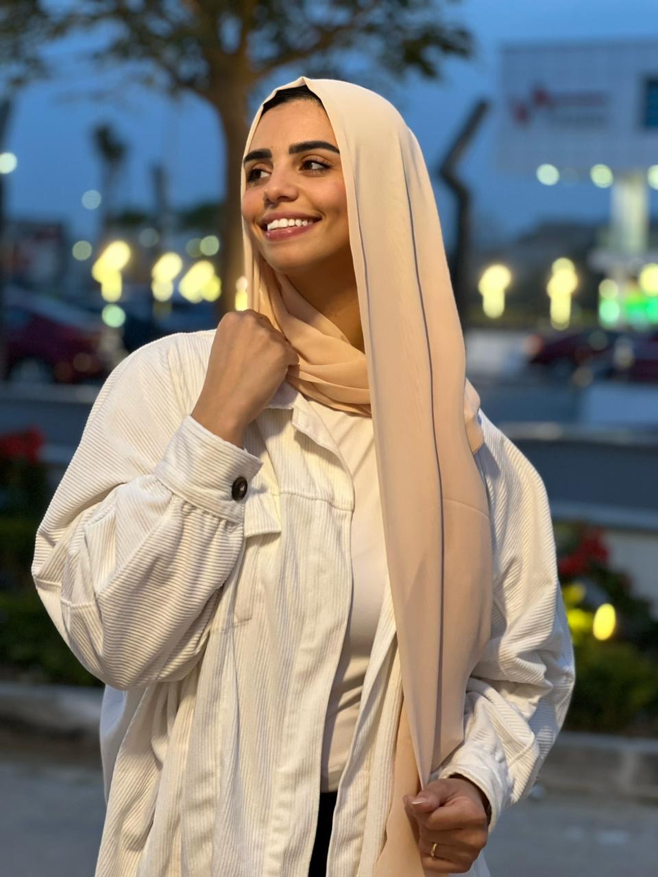 Chiffon Double Layer Crème Scarf