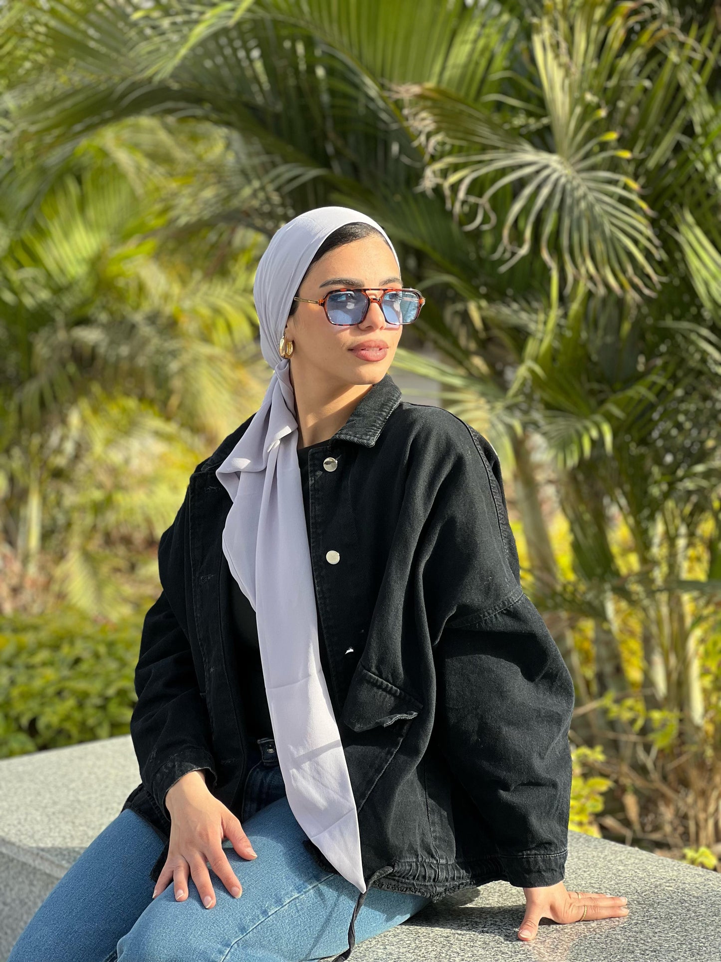 Turkish Double Layer Chiffon Scarf LavendarGray