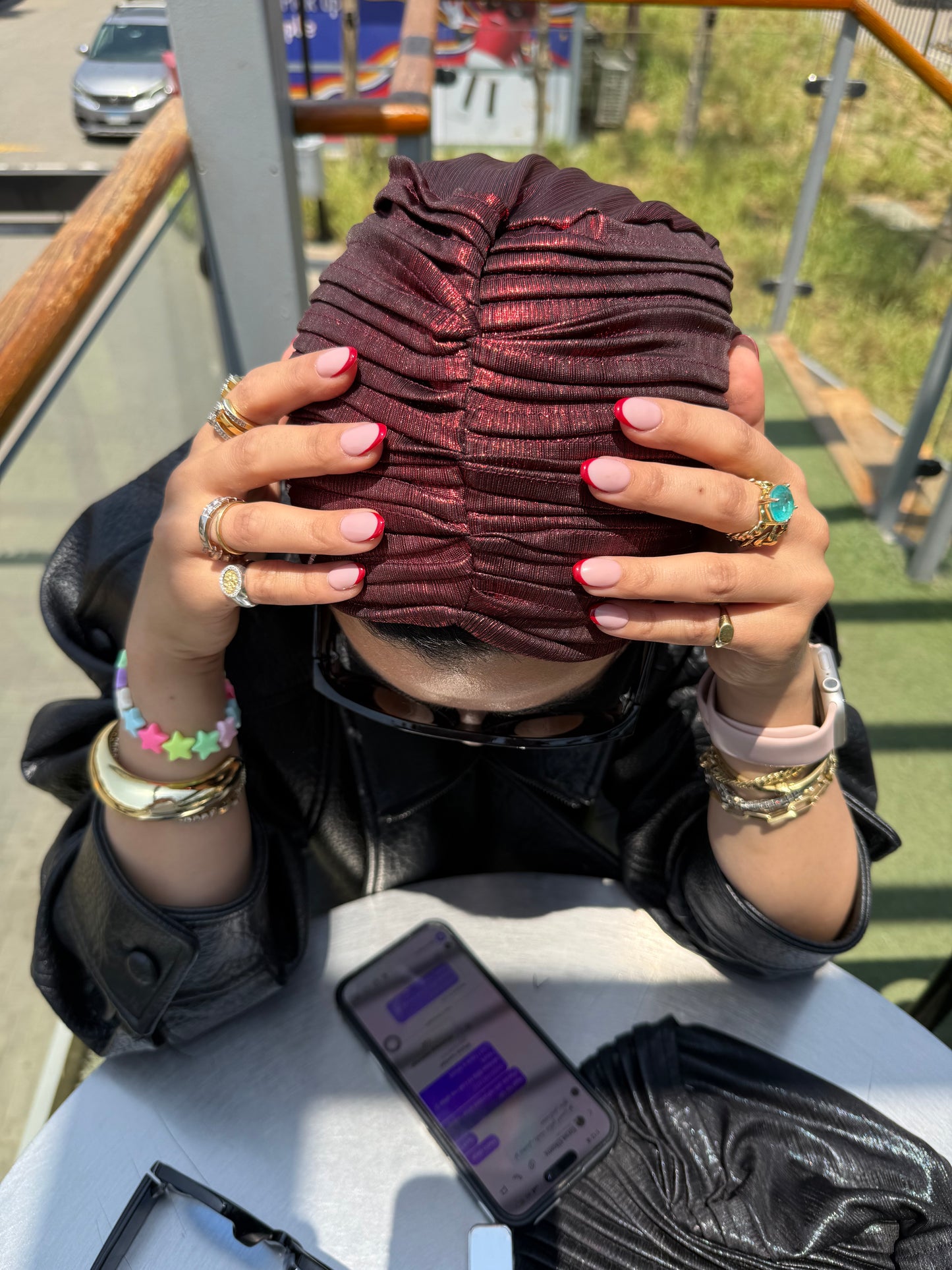 Maroon Whisper Light Shimmer Turban