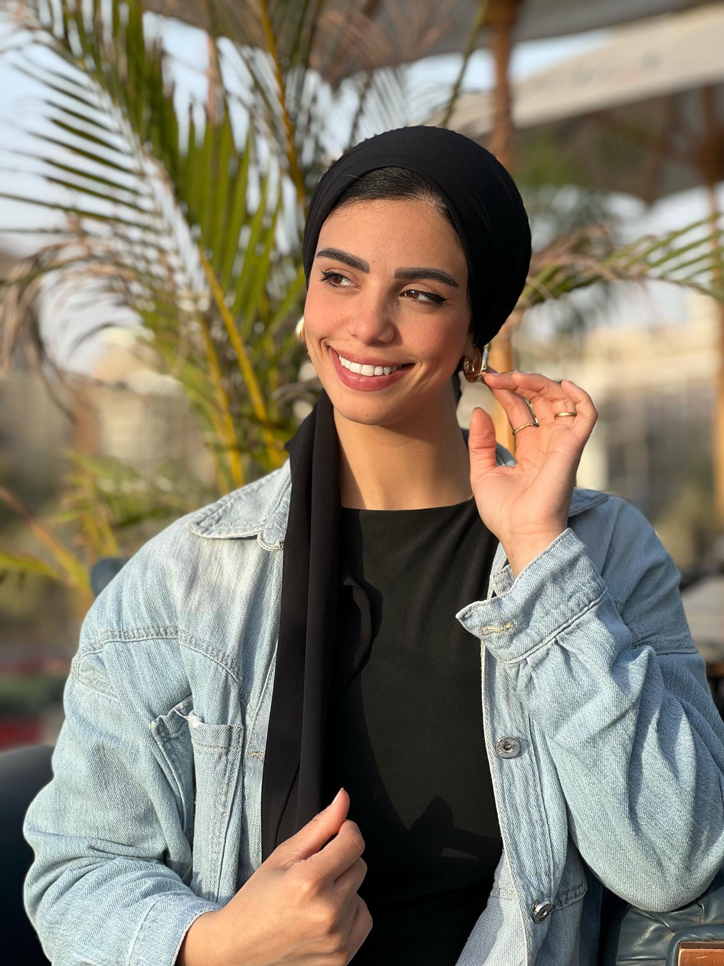 Turkish Double Layer Chiffon Scarf Black