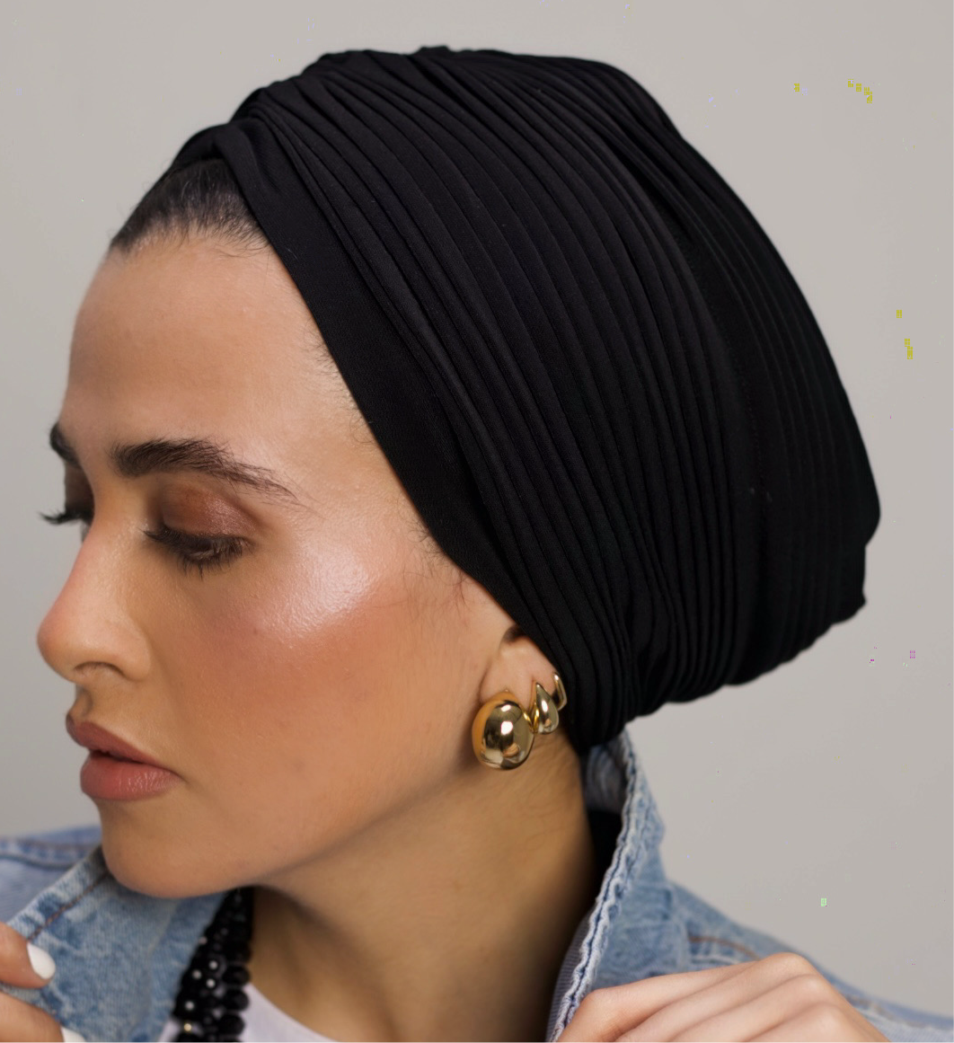 Black Casual Whisper Drape Turban