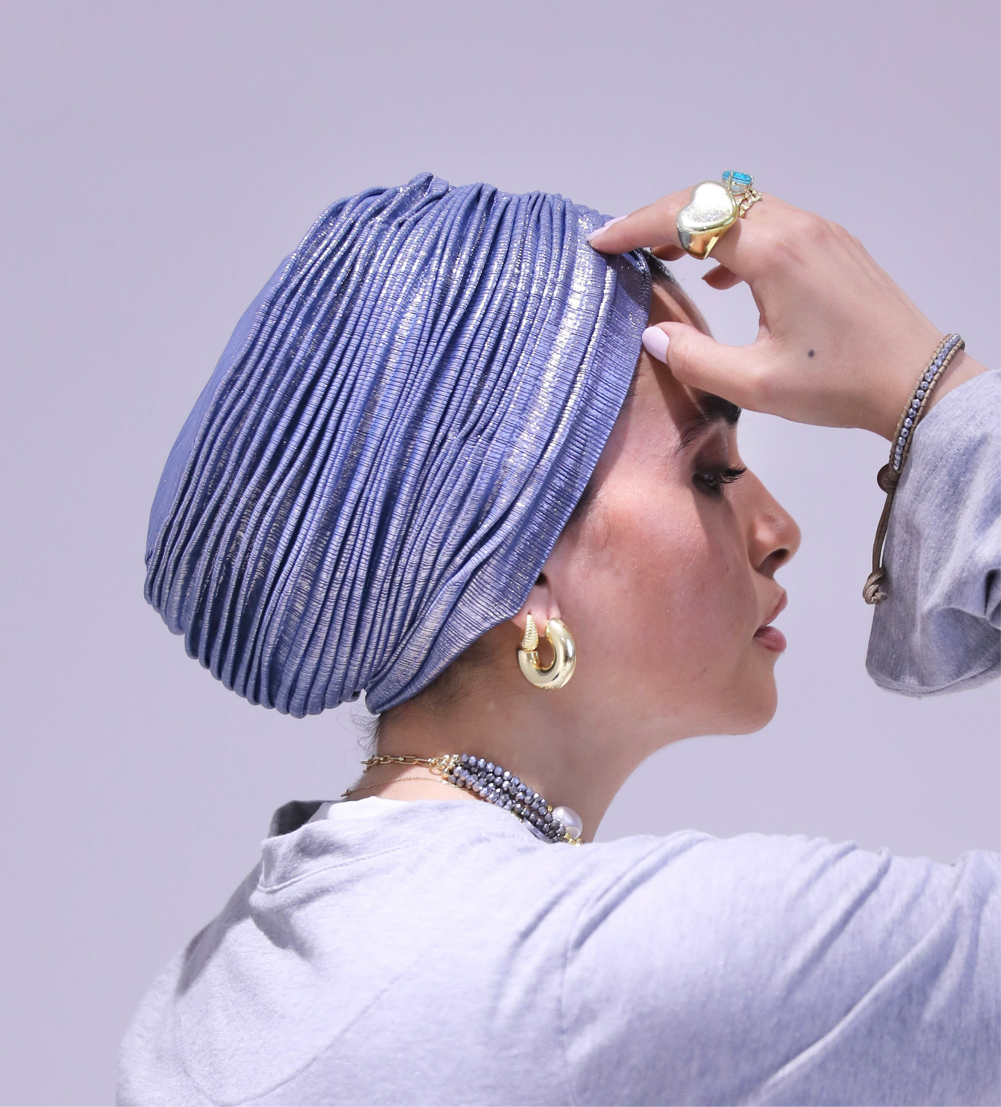 Blue Whisper Drape Turban