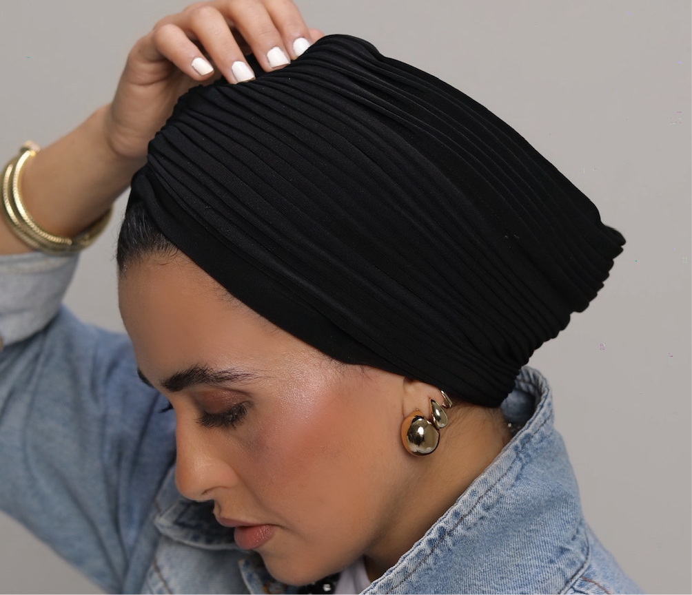 Black Casual Whisper Drape Turban