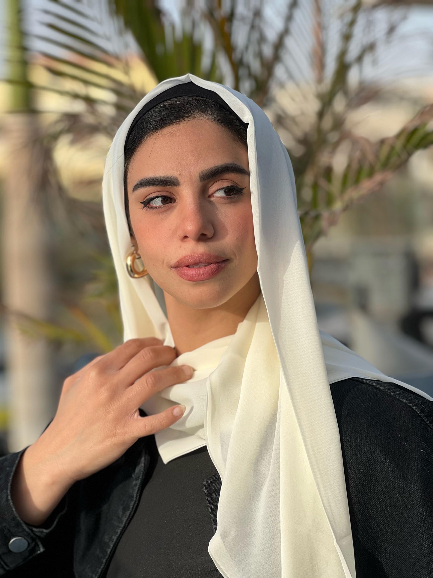 Turkish Double Layer Chiffon Scarf OffWhite