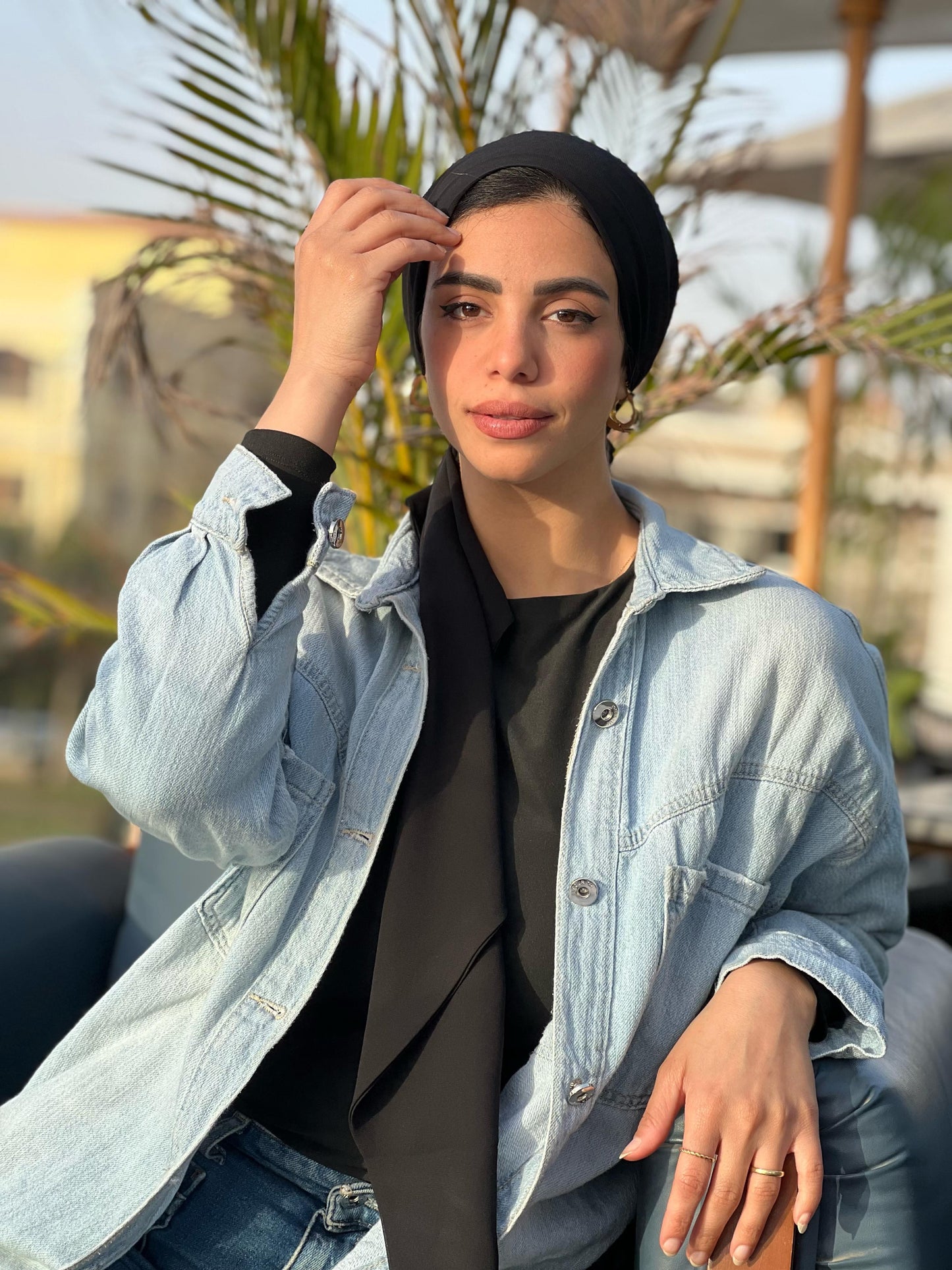 Turkish Double Layer Chiffon Scarf Black