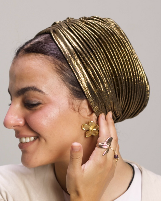 Bronze Gold Whisper Drape Turban ⭐️