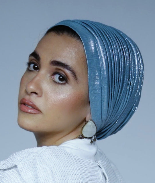 Baby Blue Whisper Drape Turban 💎