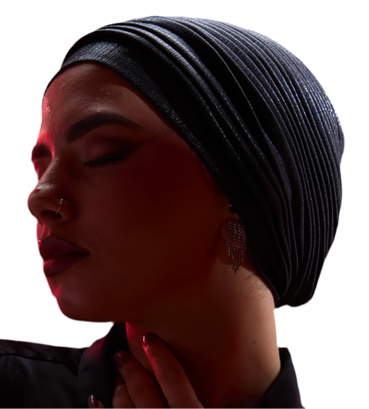 Black Whisper Drape Turban (DUAL LOOKS)