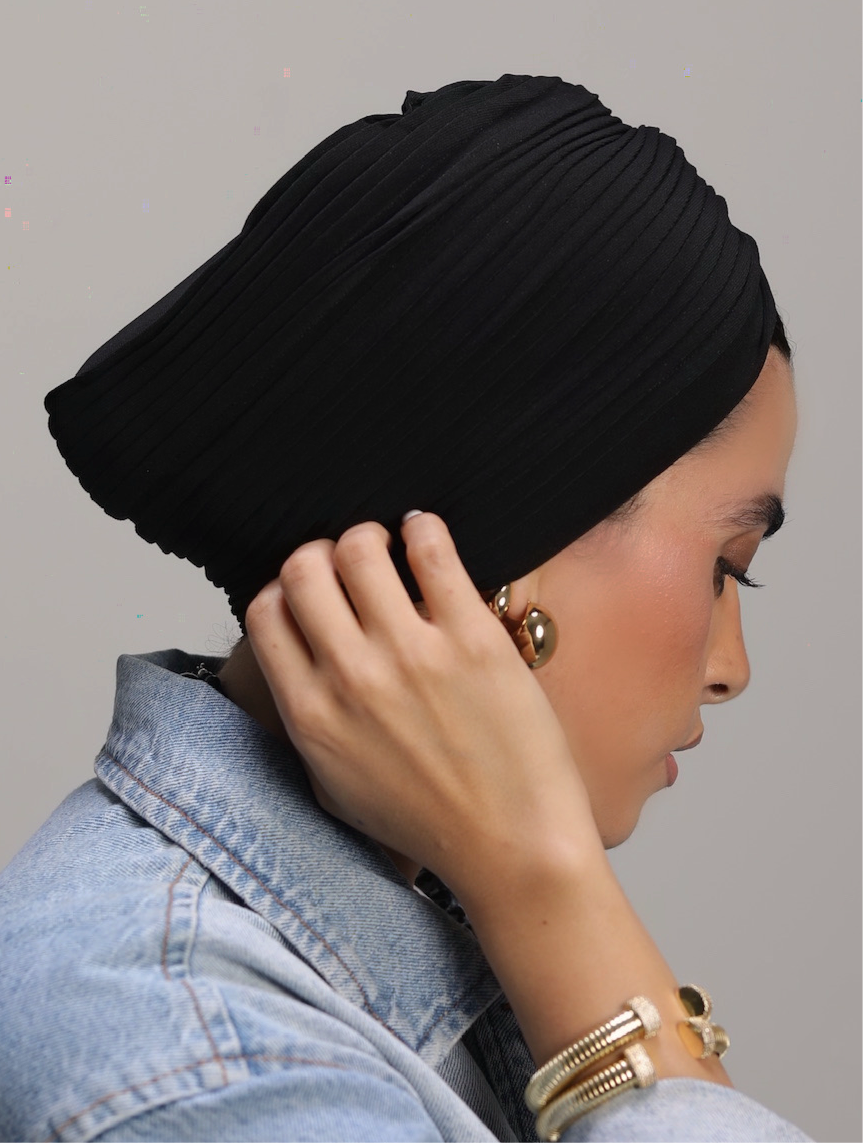 Black Casual Whisper Drape Turban