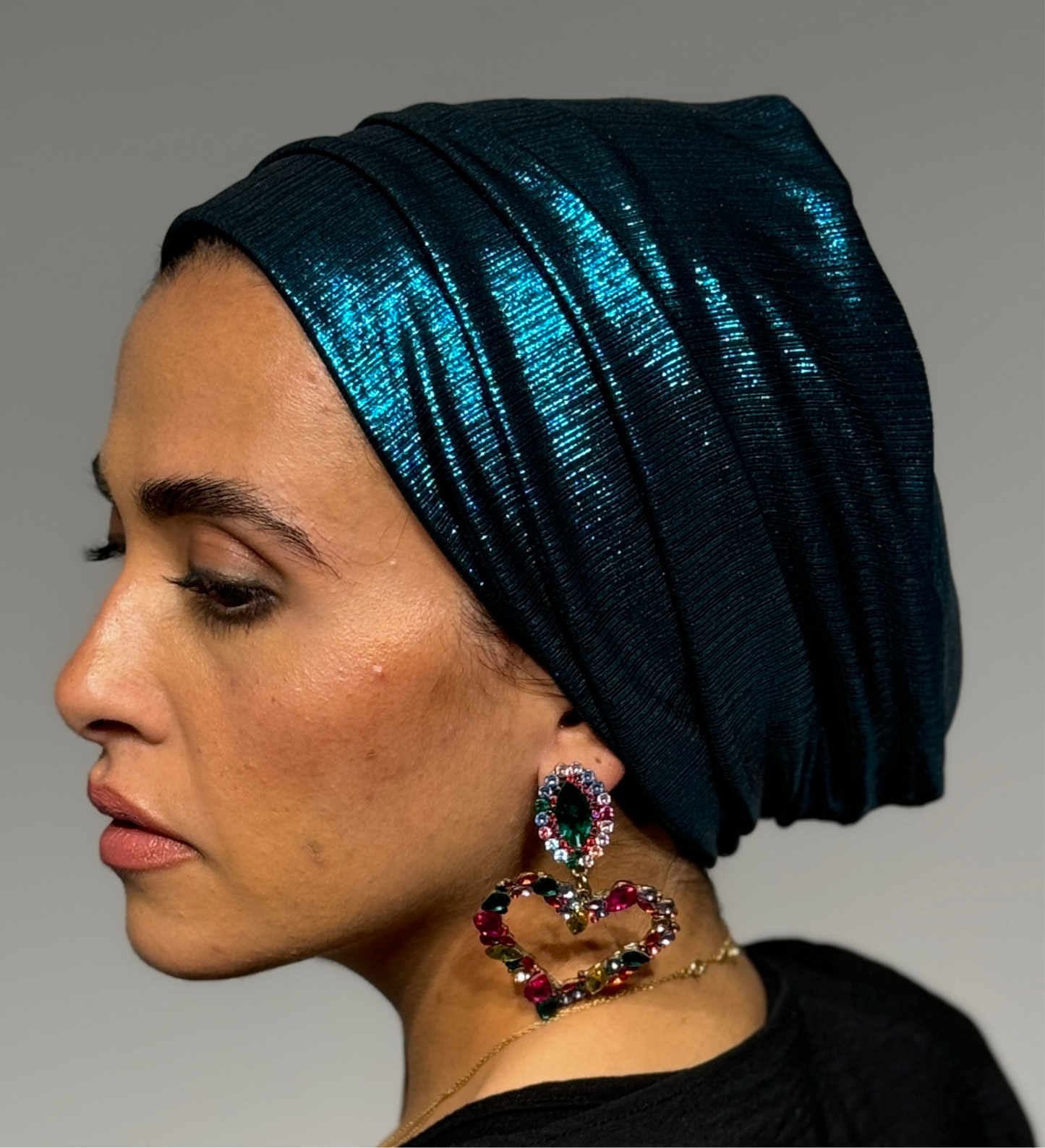 Wild Cyan Blue Classic Drape Turban (DUAL LOOKS)