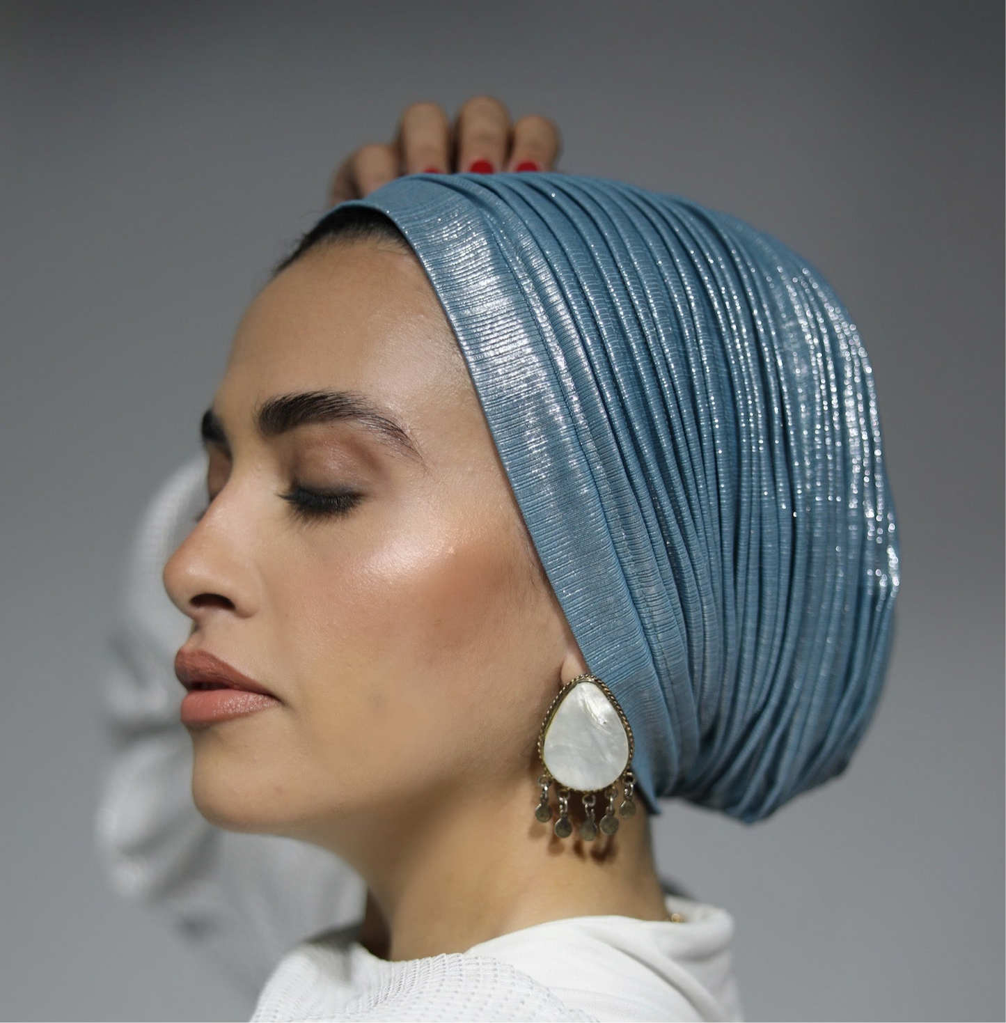 Baby Blue Whisper Drape Turban 💎