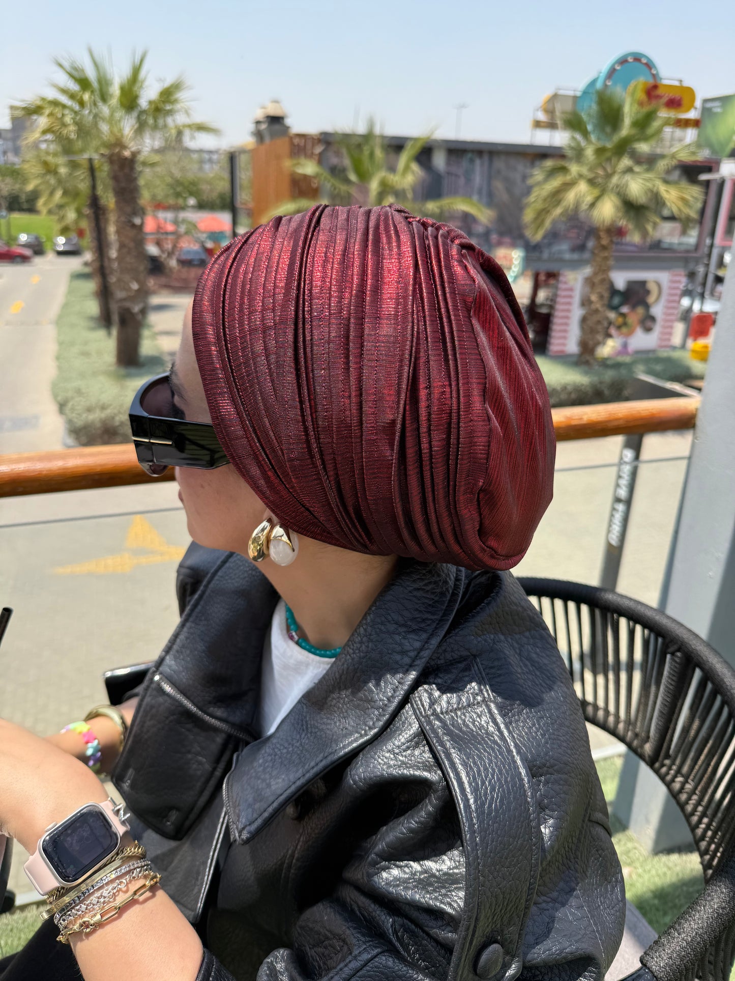 Maroon Whisper Light Shimmer Turban
