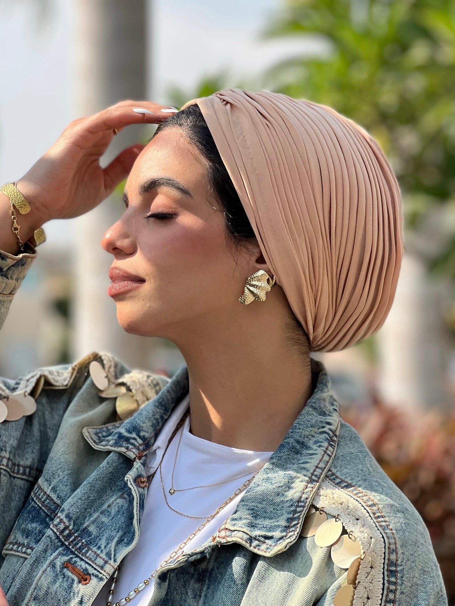 Peach Whisper Drape Turban