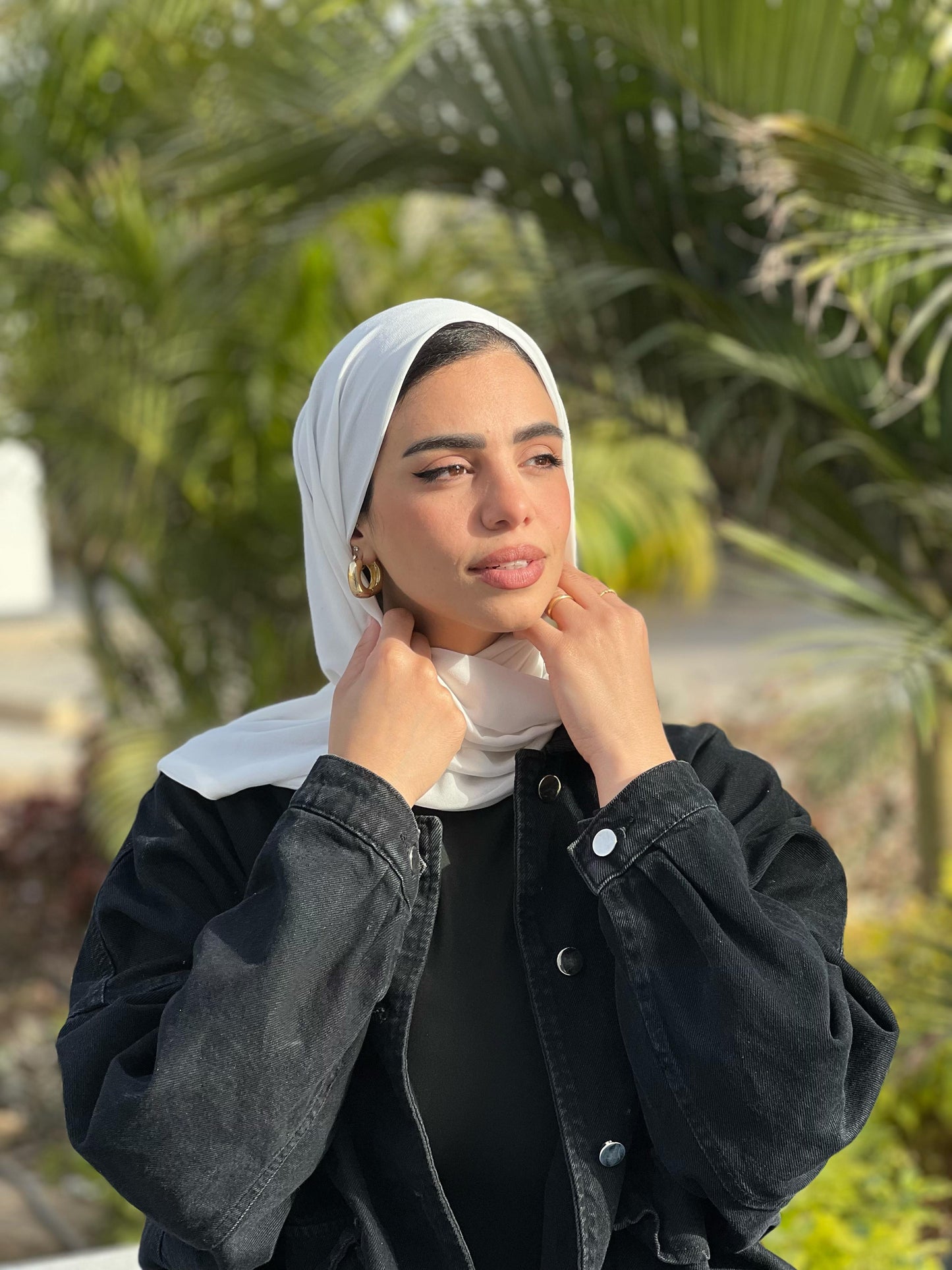 Turkish Double Layer Chiffon White Scarf