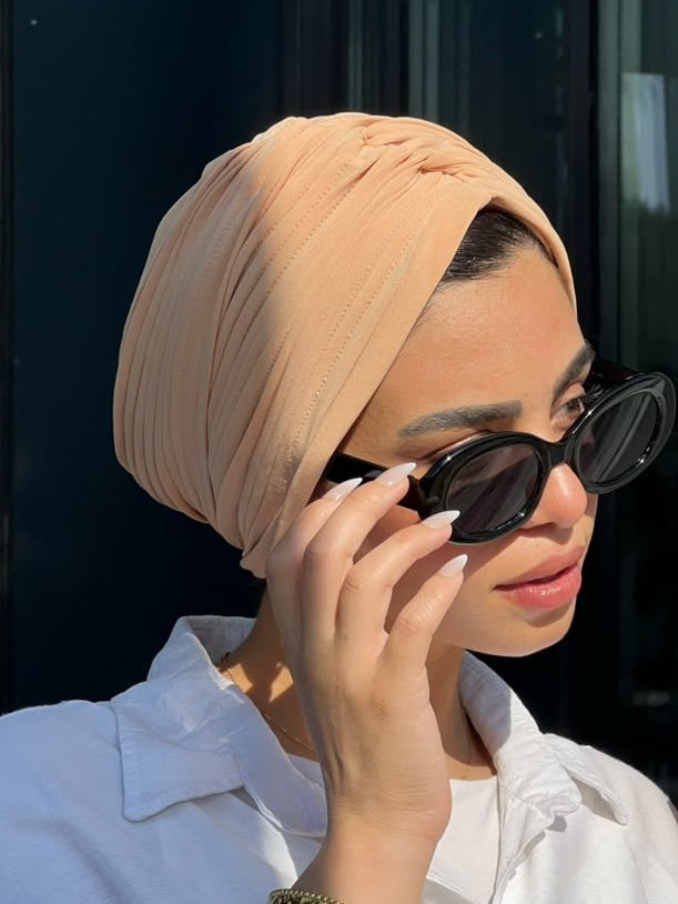 Peachy Beige Whisper Turban