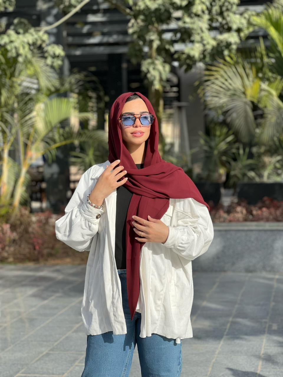 Turkish Double Layer Chiffon Scarf BURGUNDY