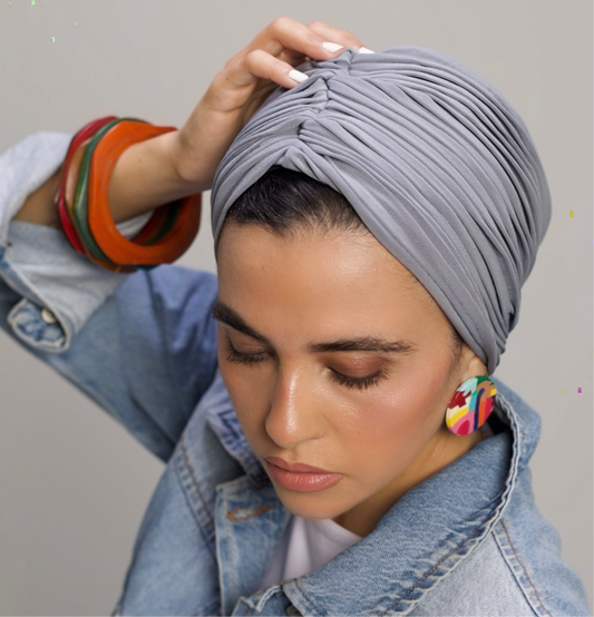 Grey Whisper Drape Turban 🩶