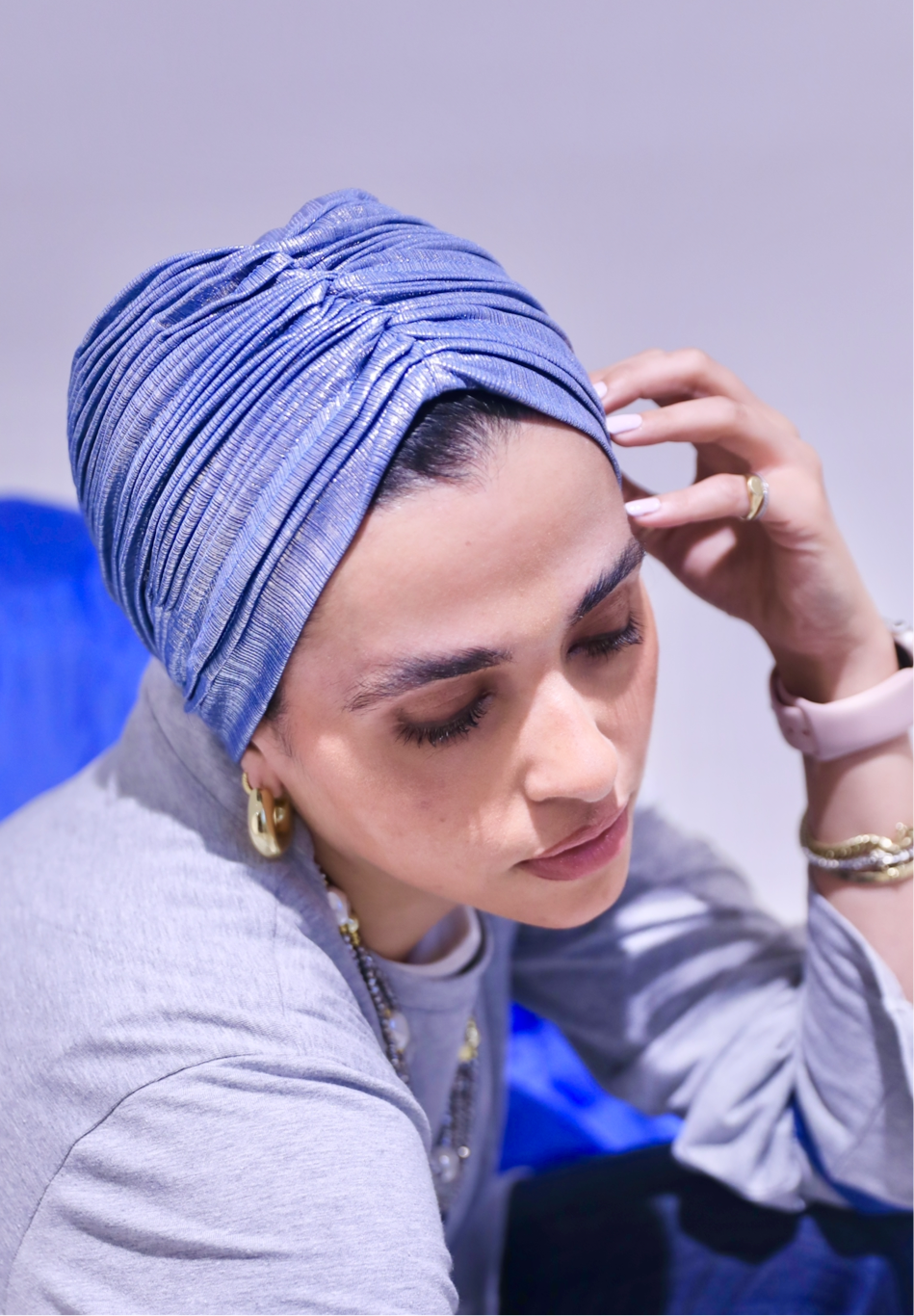Blue Whisper Drape Turban