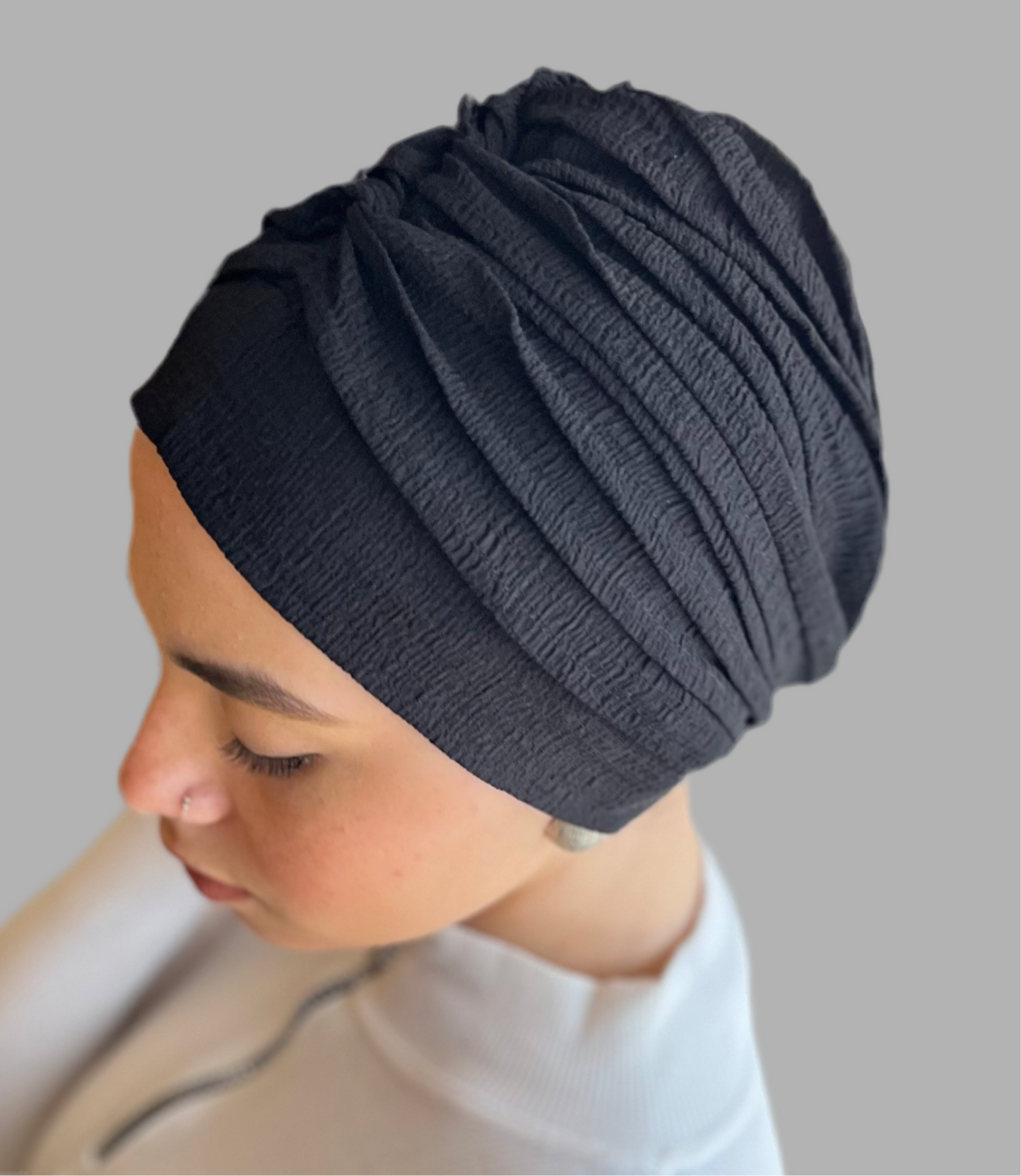 Black Casual Drape Turban (DUAL LOOKS)