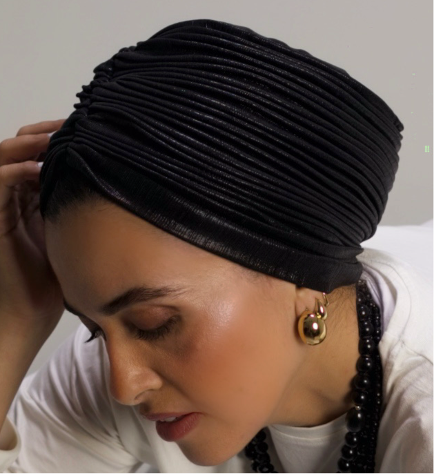 Black Whisper Drape Turban (DUAL LOOKS)